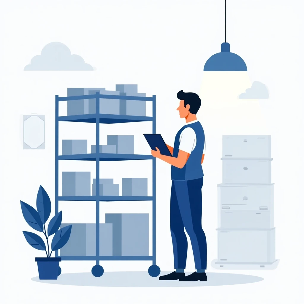 Trabajador de almacén revisando inventario