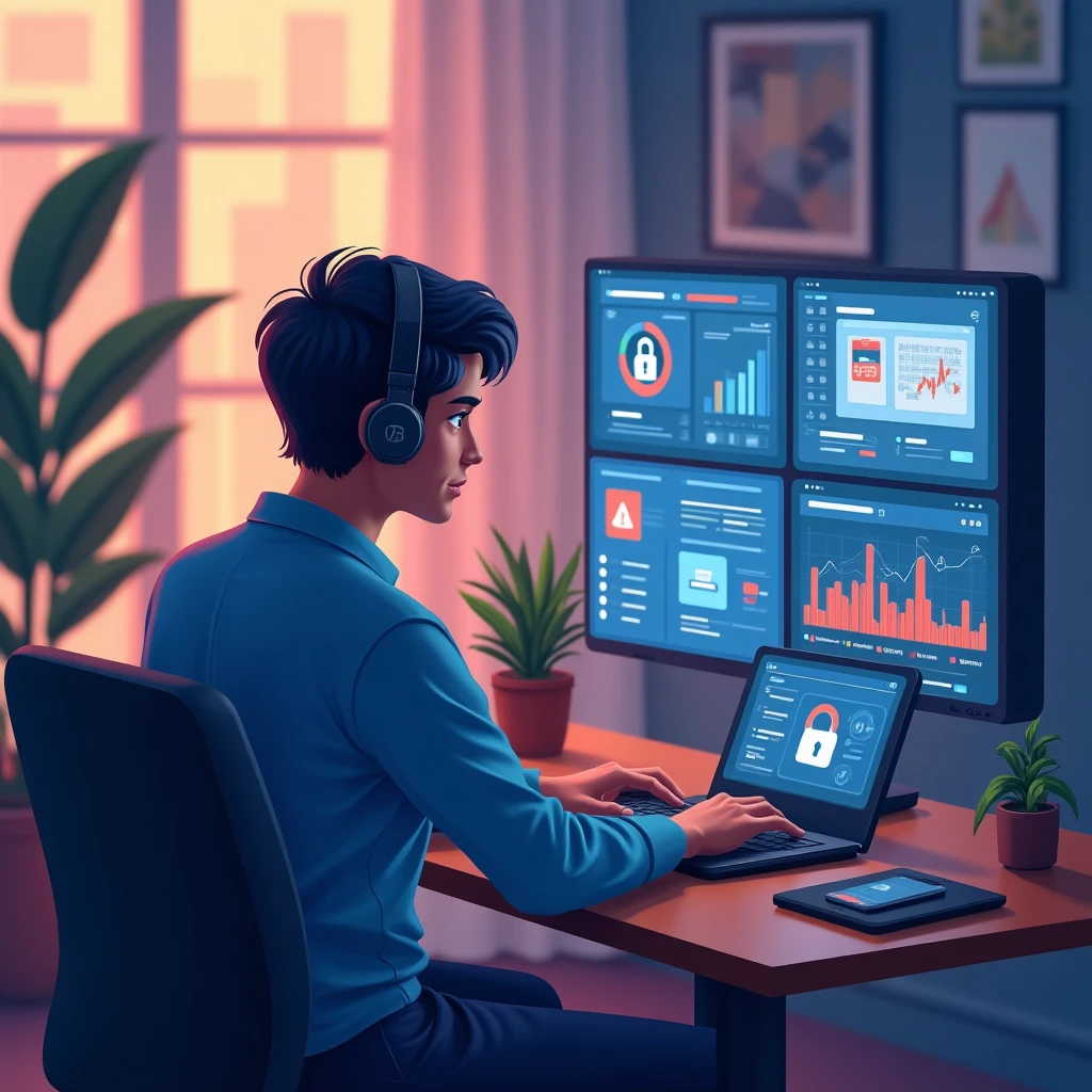 Cybersecurity professional at work