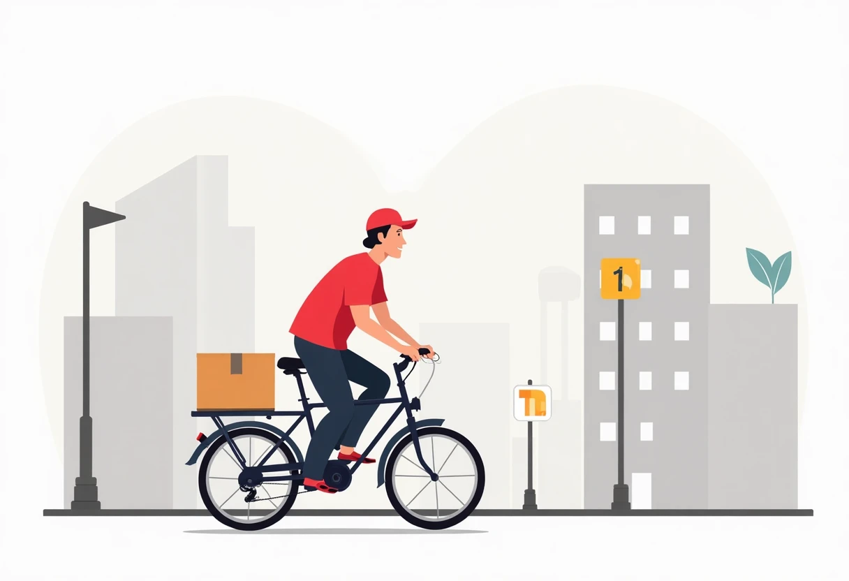Repartidor en acción en un entorno urbano