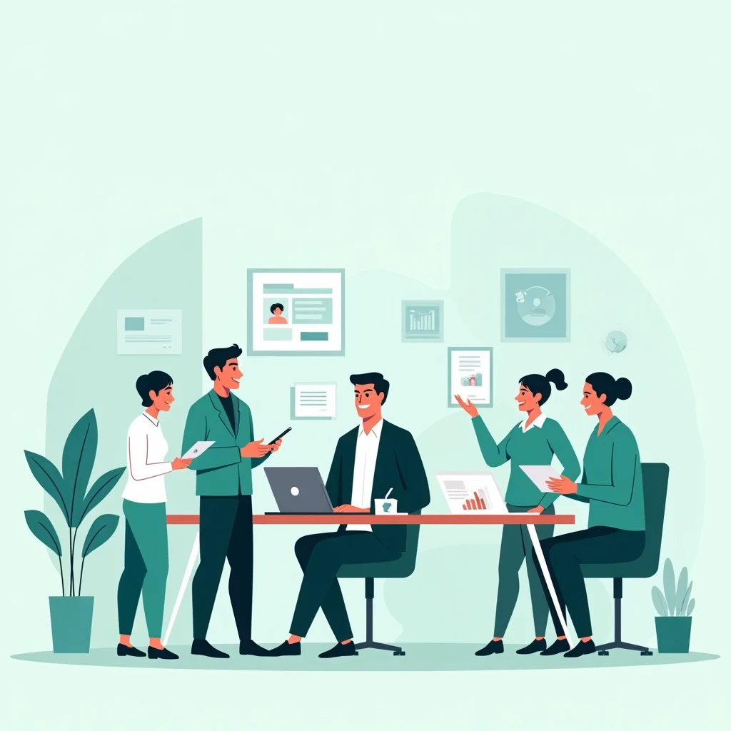 Trabajo en equipo en una oficina moderna