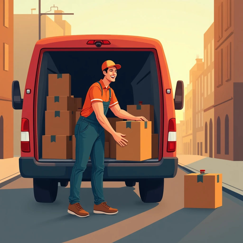 Happy delivery driver