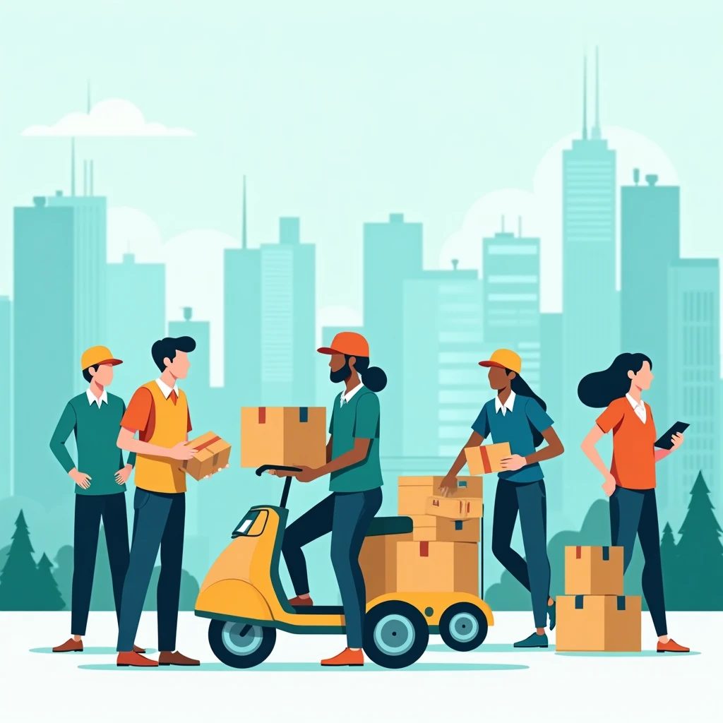 Couriers starting their delivery routes