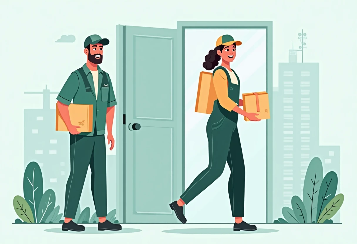 Kurierfahrer, der ein Paket liefert