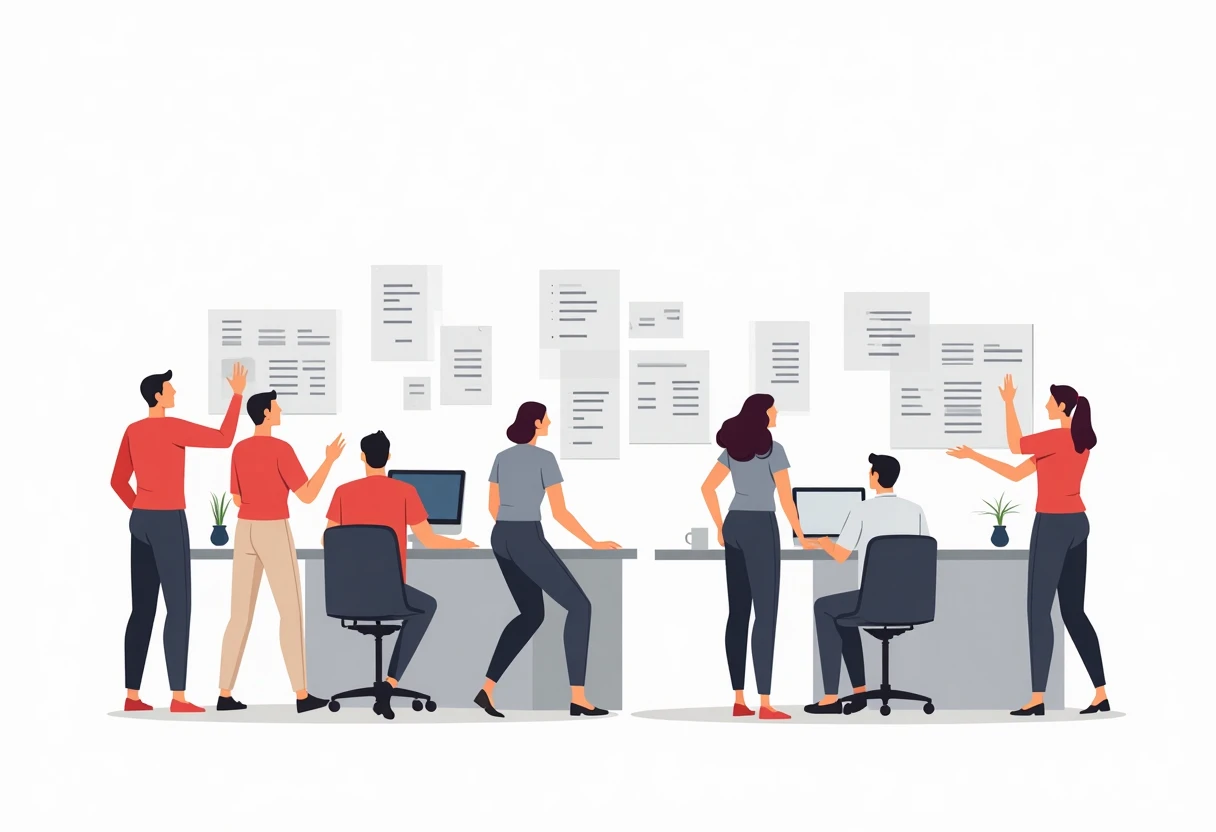 Desarrolladores colaborando en un proyecto