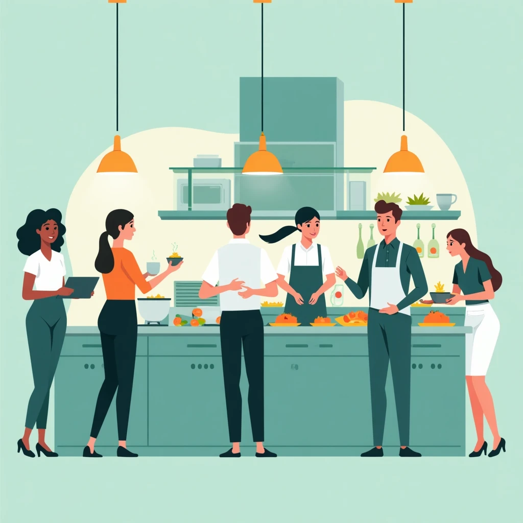 Active kitchen scene