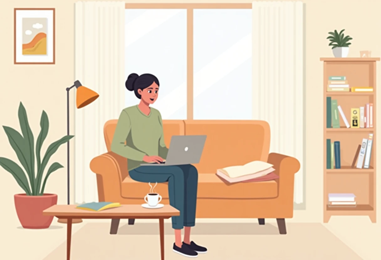 Person working remotely in a home office