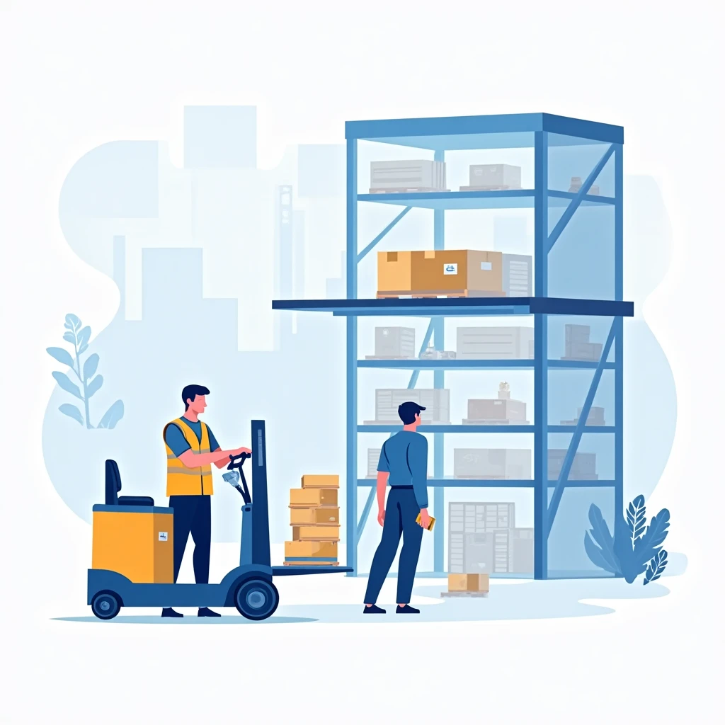 Travailleur d'entrepôt avec chariot élévateur