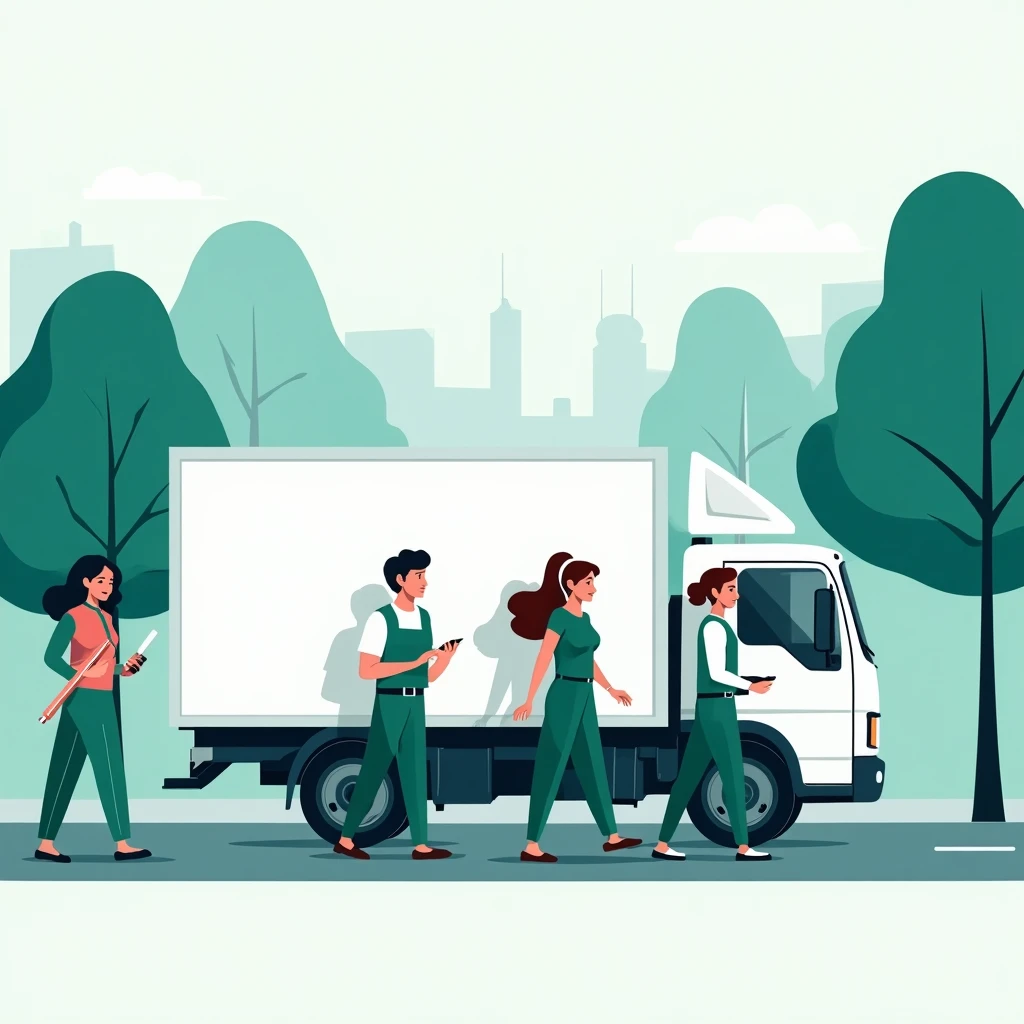 Camion de livraison en mouvement