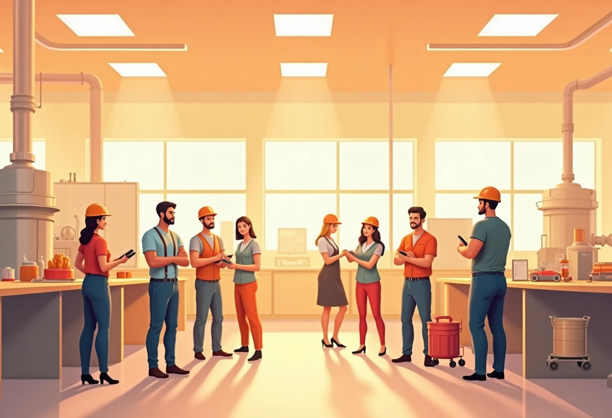 Teamwork in a manufacturing plant