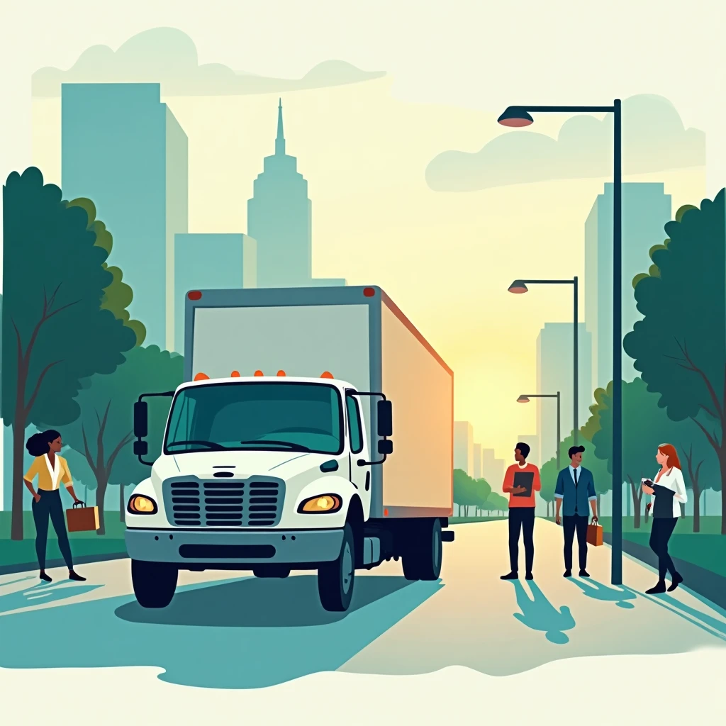 Delivery truck in action