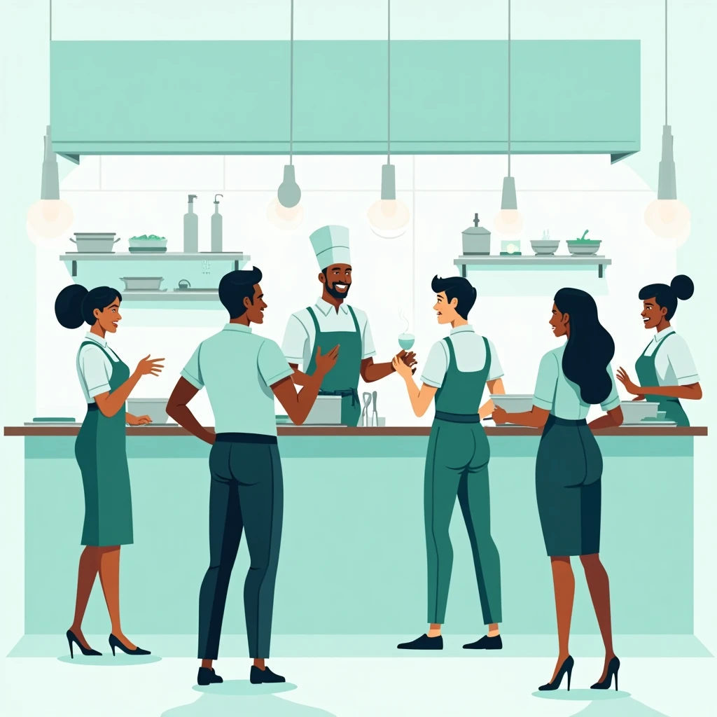 Hospitality workers in action