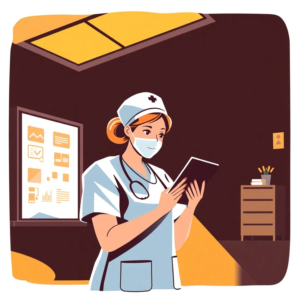 Nurse reviewing charts