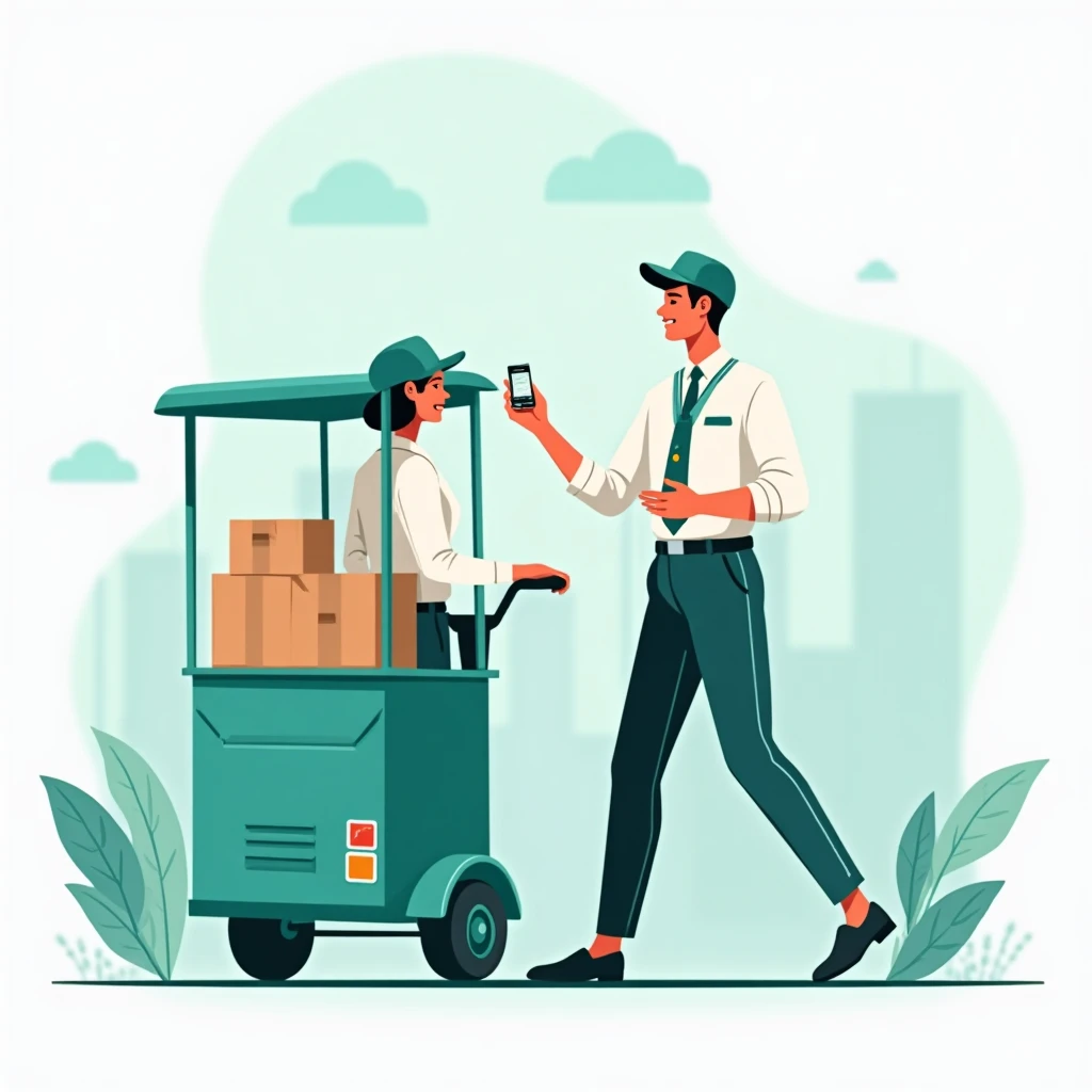 Entregador usando tecnologia para gerenciar entregas