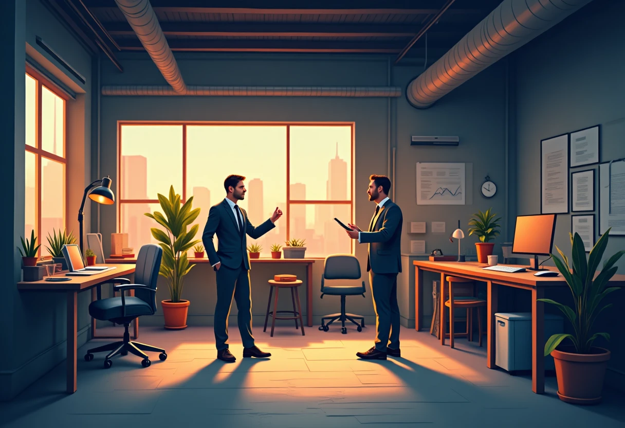 Project management discussions in a modern office