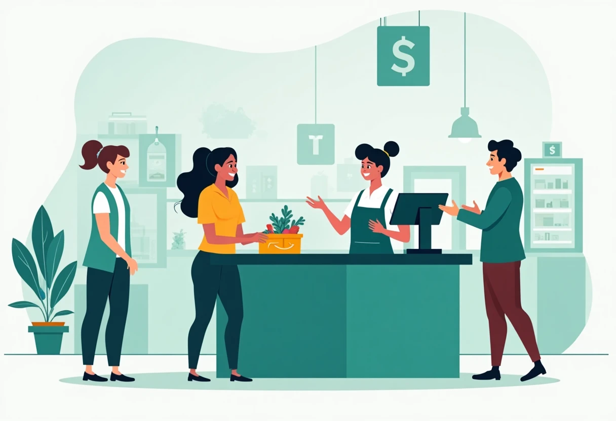 Cashier assisting customer