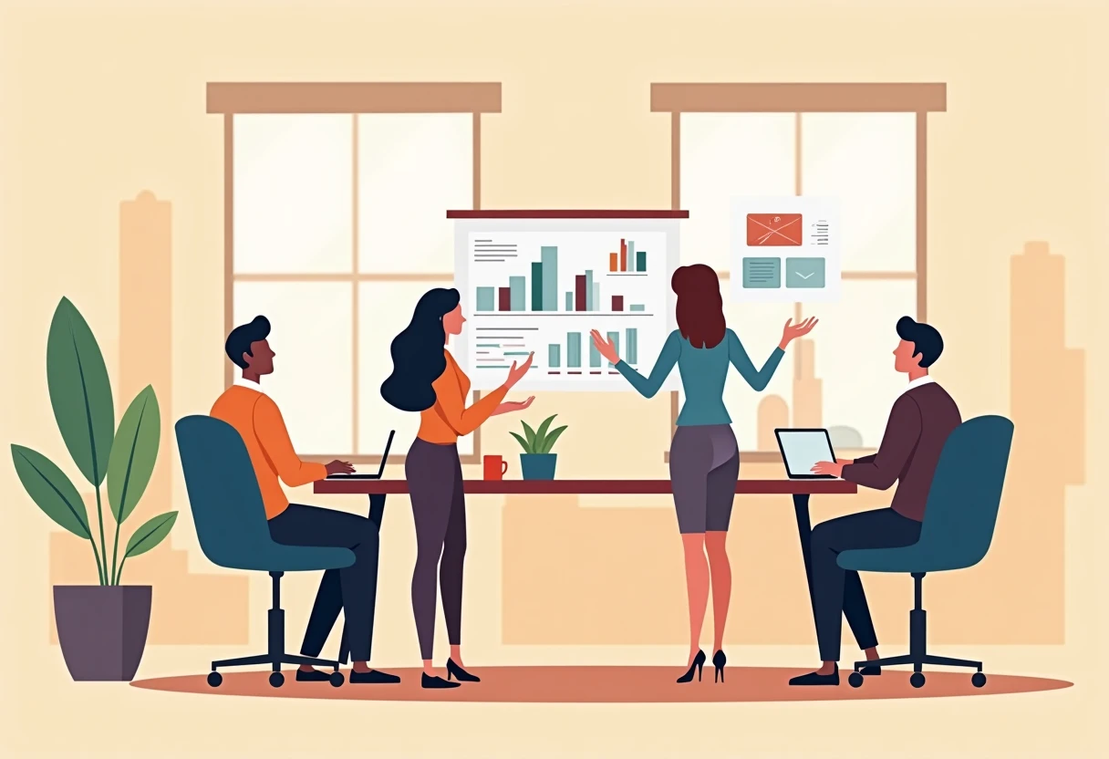 Reunión de equipo en sala de juntas