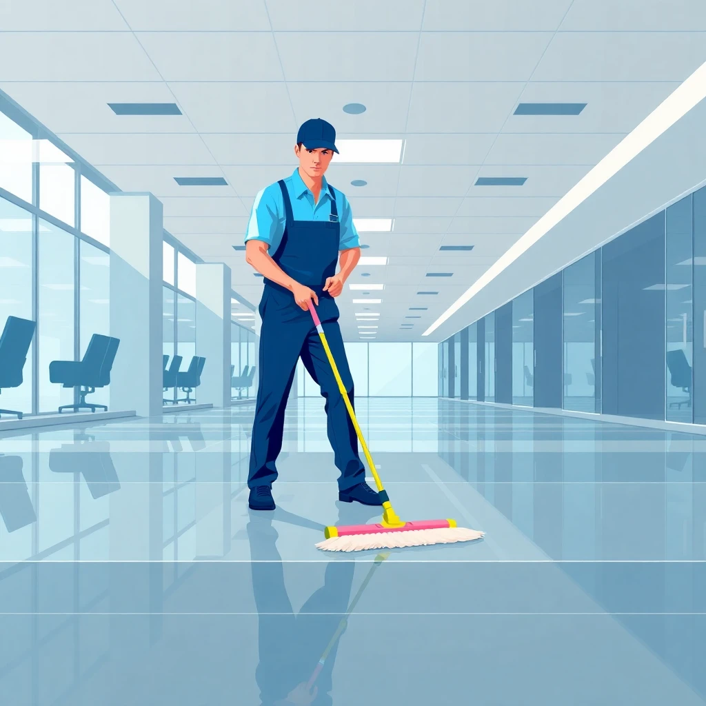 Cleaner working in an office