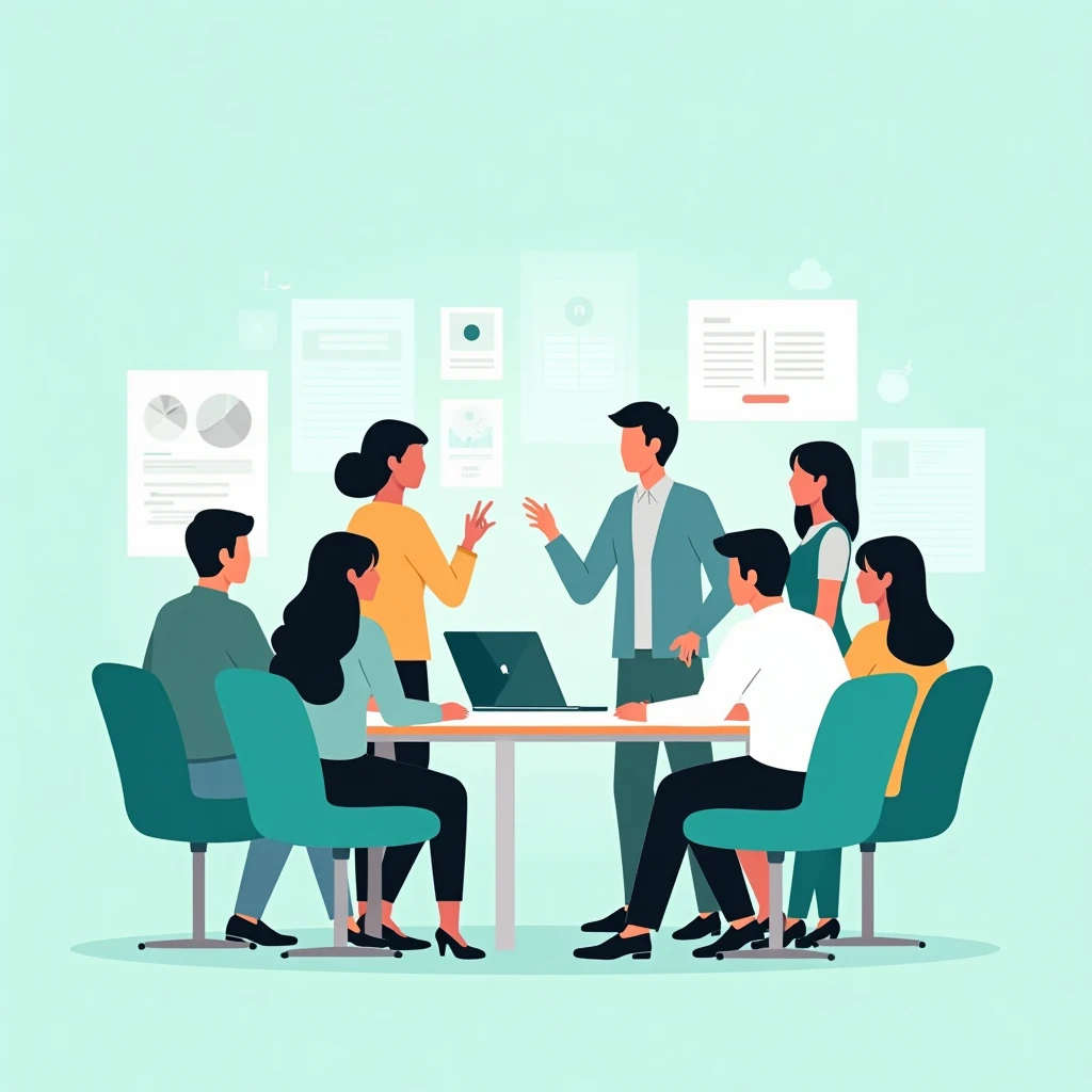 Team discussing project