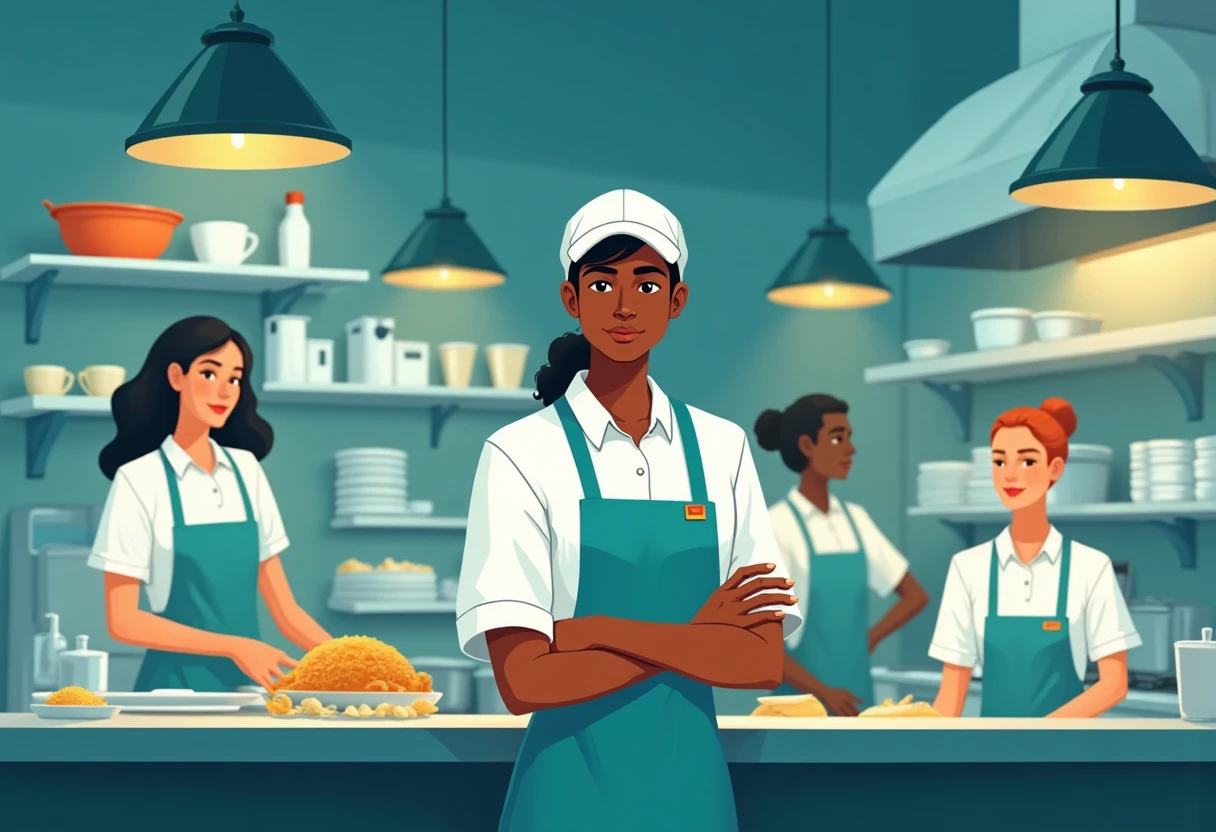 Night shift kitchen staff at work