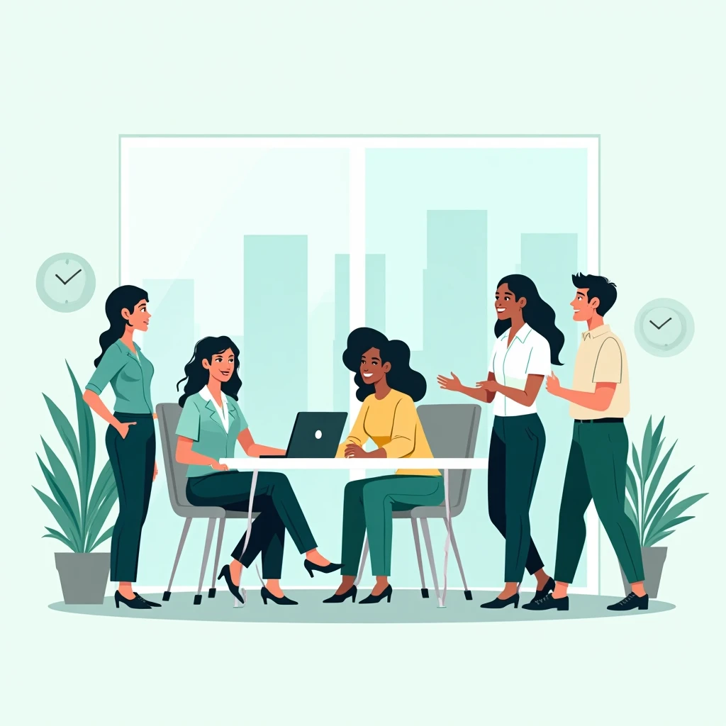 Office environment with diverse team